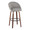Matisse High Back 30" Contemporary Fixed-Height Barstool with Swivel in Walnut Wood and Grey Fabric with Round Black Metal Footrest- Set of 2 — product view