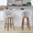 Matisse High Back 30" Contemporary Fixed-Height Barstool with Swivel in Walnut Wood and Grey Fabric with Round Black Metal Footrest- Set of 2 — lifestyle photo 1