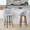Matisse High Back 30" Contemporary Fixed-Height Barstool with Swivel in Walnut Wood and Grey Fabric with Round Black Metal Footrest- Set of 2 — lifestyle photo 2