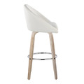 Matisse bar stool in Whitewashed Wood, Cream Fabric, Chrome Metal, side view, featuring swivel and wood frame