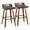 Maya 30" Mid-Century Modern Fixed-Height Barstool with Swivel in Walnut Wood and Charcoal Fabric with Square Black Metal Footrest- Set of 2 — pair view