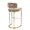 Mid-back Demi 30" Contemporary Fixed-Height Barstool in Gold Metal and Brown Fabric- Set of 2 — rear three-quarter view