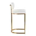 Demi bar stool in Gold Metal, Cream Fabric, side view, featuring metal design and fabric design