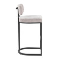 Demi bar stool in Black Metal, Light Grey Fabric, side view, featuring metal design and fabric design
