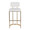 Demi bar stool in Gold Metal, White PU, front view, featuring faux leather design and leather design
