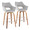 Mustang 30" Contemporary Fixed-Height Xl Barstool with Swivel in Walnut Wood and Grey Fabric with Round Chrome Metal Footrest- Set of 2 — pair view