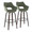 Mustang 30" Contemporary Fixed-Height Barstool with Swivel in Walnut Glazed Wood and Green Fabric with Round Black Metal Footrest- Set of 2 — pair view