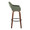 Mustang 30" Contemporary Fixed-Height Barstool with Swivel in Walnut Wood and Green Fabric with Round Black Metal Footrest- Set of 2 — side view