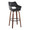 Mustang bar stool in Walnut Wood, Black PU, Black Metal, product view, featuring swivel and wood frame