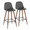 Pebble 30" Contemporary Fixed-Height Barstool in Walnut Metal and Grey Faux Leather with Square Black Metal Footrest- Set of 2 — pair view
