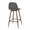 Pebble 30" Contemporary Fixed-Height Barstool in Walnut Metal and Grey Faux Leather with Square Black Metal Footrest- Set of 2 — rear three-quarter view
