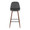 Pebble 30" Contemporary Fixed-Height Barstool in Walnut Metal and Grey Faux Leather with Square Black Metal Footrest- Set of 2 — front view
