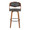 Pino 30" Mid-Century Modern Fixed-Height Barstool with Swivel in Walnut Wood and Grey Faux Leather with Round Black Metal Footrest- Set of 2 — front view
