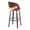Pino 30" Contemporary Fixed-Height Barstool in Walnut Wood and Cream Faux Leather with Rounded Black Metal Footrest- Set of 2 — rear three-quarter view
