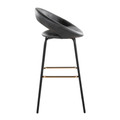 Posh bar stool in Black Metal, Black PU, Gold Metal, side view, featuring swivel and metal footrest