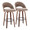 Renee Upholstered 30" Contemporary Fixed-Height Barstool in Walnut Wood and Brown Fabric with Round Black Metal Footrest- Set of 2 — pair view