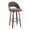 Renee Upholstered 30" Contemporary Fixed-Height Barstool in Walnut Wood and Dark Grey Fabric with Round Black Metal Footrest- Set of 2 — product view