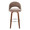 Renee bar stool in Walnut Wood, Brown Fabric, Chrome Metal, front view, featuring swivel and wood frame