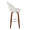 Renee Upholstered 30" Contemporary Fixed-Height Barstool with Swivel in Walnut Wood and Cream Fabric with Round Chrome Metal Footrest- Set of 2 — side view