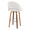 Renee Upholstered 30" Contemporary Fixed-Height Barstool with Swivel in Walnut Wood and Cream Fabric with Round Chrome Metal Footrest- Set of 2 — rear three-quarter view