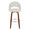 Renee Upholstered 30" Contemporary Fixed-Height Barstool with Swivel in Walnut Wood and Cream Fabric with Round Chrome Metal Footrest- Set of 2 — front view