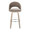 Renee Upholstered 30" Contemporary Fixed-Height Barstool with Swivel in Whitewashed Wood and Brown Fabric with Round Chrome Metal Footrest- Set of 2 — front view