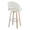 Renee bar stool in Whitewashed Wood, Cream Fabric, Chrome Metal, back and side view, featuring swivel and wood frame
