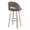 Renee Upholstered 30" Contemporary Fixed-Height Barstool with Swivel in Whitewashed Wood and Dark Grey Fabric with Round Chrome Metal Footrest- Set of 2 — rear three-quarter view