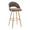 Renee Upholstered 30" Contemporary Fixed-Height Barstool in Gold Metal and Brown Fabric with Square Footrest- Set of 2 — product view