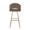 Renee Upholstered 30" Contemporary Fixed-Height Barstool in Gold Metal and Brown Fabric with Square Footrest- Set of 2 — back view
