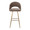 Renee Upholstered 30" Contemporary Fixed-Height Barstool in Gold Metal and Brown Fabric with Square Footrest- Set of 2 — front view