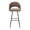 Renee Upholstered 30" Contemporary Fixed-Height Barstool in Black Metal and Brown Fabric with Square Footrest- Set of 2 — front view