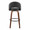 Renee Upholstered 30" Contemporary Fixed-Height Barstool in Walnut Wood and Black Faux Leather with Round Black Metal Footrest- Set of 2 — back view