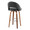 Renee Upholstered 30" Contemporary Fixed-Height Barstool with Swivel in Walnut Wood and Black Faux Leather with Round Chrome Metal Footrest- Set of 2 — rear three-quarter view