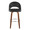 Renee Upholstered 30" Contemporary Fixed-Height Barstool with Swivel in Walnut Wood and Black Faux Leather with Round Chrome Metal Footrest- Set of 2 — front view