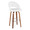 Renee Upholstered 30" Contemporary Fixed-Height Barstool with Swivel in Walnut Wood and White Faux Leather with Round Chrome Metal Footrest- Set of 2 — product view