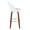 Renee Upholstered 30" Contemporary Fixed-Height Barstool with Swivel in Walnut Wood and White Faux Leather with Round Chrome Metal Footrest- Set of 2 — side view