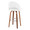 Renee Upholstered 30" Contemporary Fixed-Height Barstool with Swivel in Walnut Wood and White Faux Leather with Round Chrome Metal Footrest- Set of 2 — rear three-quarter view