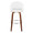 Renee Upholstered 30" Contemporary Fixed-Height Barstool with Swivel in Walnut Wood and White Faux Leather with Round Chrome Metal Footrest- Set of 2 — back view