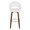 Renee Upholstered 30" Contemporary Fixed-Height Barstool with Swivel in Walnut Wood and White Faux Leather with Round Chrome Metal Footrest- Set of 2 — front view