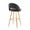 Renee Upholstered 30" Contemporary Fixed-Height Barstool in Gold Metal and Black Faux Leather with Square Footrest- Set of 2 — rear three-quarter view