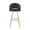 Renee Upholstered 30" Contemporary Fixed-Height Barstool in Gold Metal and Black Faux Leather with Square Footrest- Set of 2 — back view