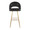 Renee Upholstered 30" Contemporary Fixed-Height Barstool in Gold Metal and Black Faux Leather with Square Footrest- Set of 2 — front view