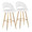 Renee Upholstered 30" Contemporary Fixed-Height Barstool in Gold Metal and White Faux Leather with Square Footrest- Set of 2 — pair view