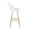 Renee Upholstered 30" Contemporary Fixed-Height Barstool in Gold Metal and White Faux Leather with Square Footrest- Set of 2 — side view