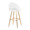 Renee Upholstered 30" Contemporary Fixed-Height Barstool in Gold Metal and White Faux Leather with Square Footrest- Set of 2 — rear three-quarter view
