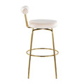 Rhonda bar stool in Gold Metal, Cream Velvet, side view, featuring swivel