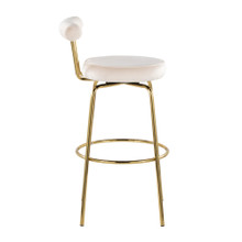 Rhonda bar stool in Gold Metal, Cream Velvet, side view, featuring swivel