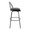 Riley bar stool in Black Metal, Black Wood, Black PU, side view, featuring swivel and upholstered seat