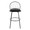 Riley bar stool in Black Metal, Black Wood, Black PU, front view, featuring swivel and upholstered seat